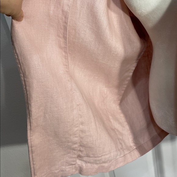 Eileen Fisher Organic Linen Cardigan Small Shawl Collar Open Front Pink Blazer - Picture 10 of 15